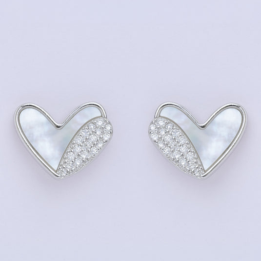 925 Silver Studded Heart Earrings