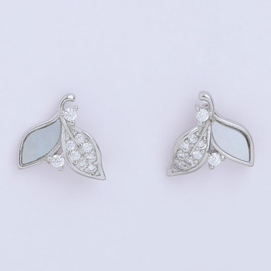 925 Silver Double Convex Studded Earrings