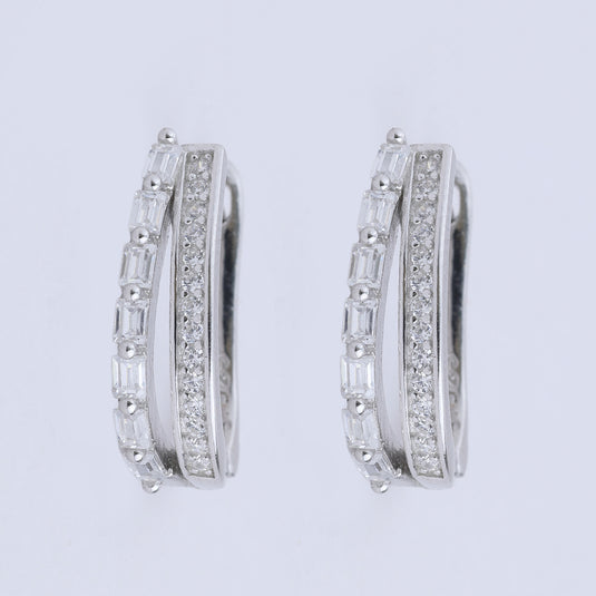 925 Silver Doublr Hoop Sleek Earrings