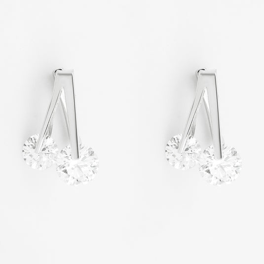 925 Silver Modern Cherry Twin Earrings