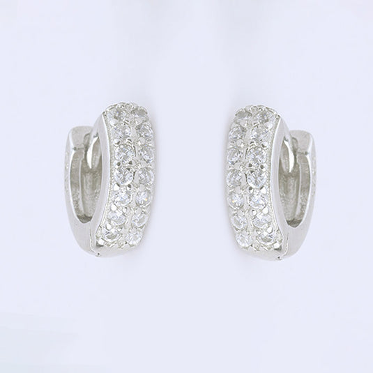 Textured Crystal Huggie Earrings