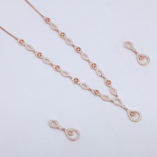 925 Silver Teardrop Necklace (Rose-Gold Finish)