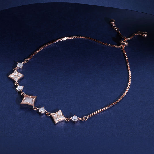 925 Silver Starry Adjustable Bracelet (Rose-Gold Finish)