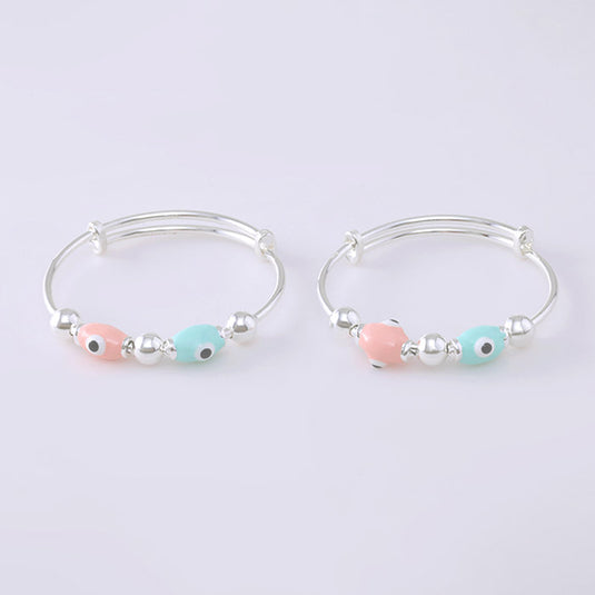 Aqua Bead Silver Kada