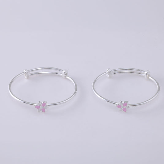 925 Silver Enamel Flower Baby Kada
