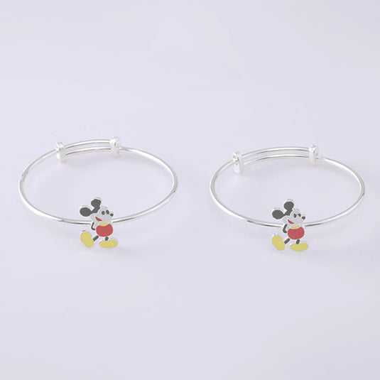 Dual Color Bead Silver Kada