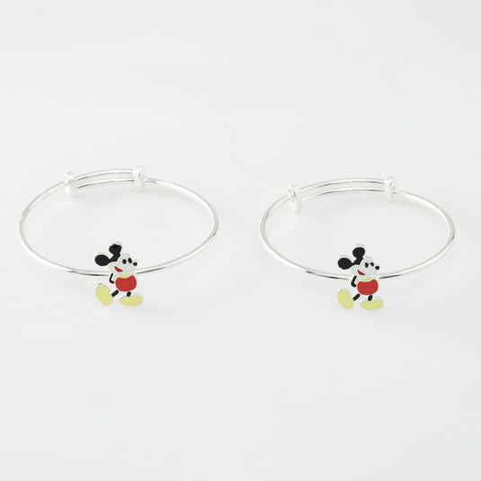 Dual Color Bead Silver Kada