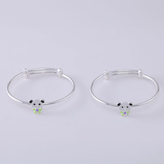 925 Silver Enamel Panda Baby Kada