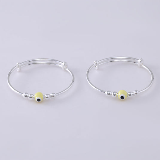 925 Silver Enamel Yellow Evil Eye Baby Kada