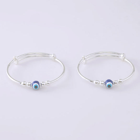 Blue Bead Silver Kada