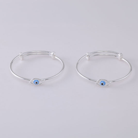 925 Silver Enamel Sky Blue Evil Eye Baby Kada
