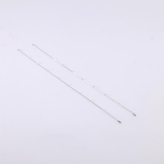 Layered Bead Silver Anklet