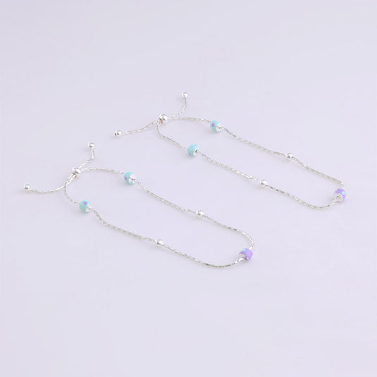 Single Stone Silver Anklet